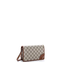 Pre-Owned Gucci Emblem Wallet on Strap Gg Coated Canvas