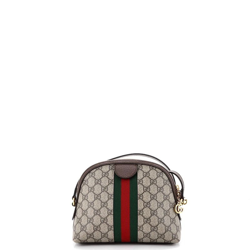 Pre-Owned Gucci Small Ophidia Dome Shoulder Bag Gg Coated Canvas