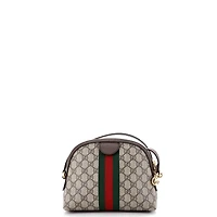 Pre-Owned Gucci Small Ophidia Dome Shoulder Bag Gg Coated Canvas