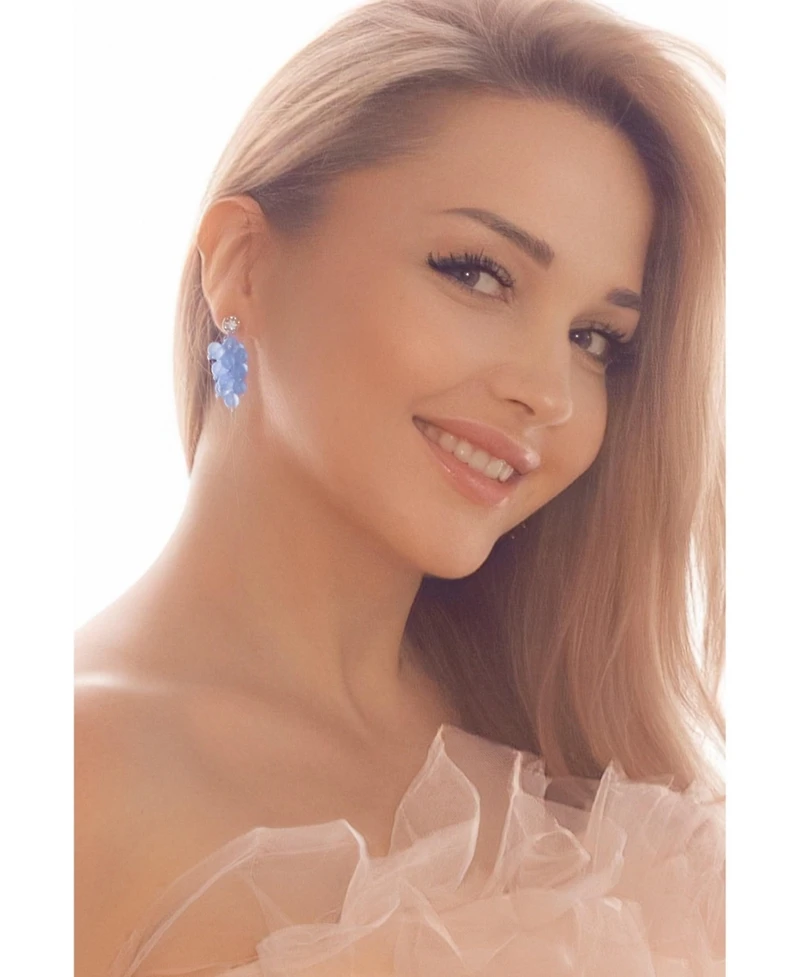 Classicharms Isla Cascade Cluster Aquamarine Bead Drop Earrings