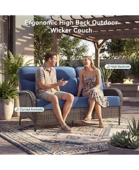 Pocassy Piece Patio Furniture Pe Wicker Outdoor Conversation Set with Cushion,All-Weather Rattan Swivel Rocker Chairs Couch Tables