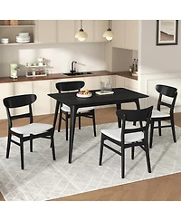 Streamdale Furniture Mid-Century Rubberwood 5-Piece Dining Set