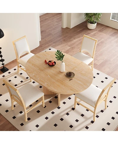 Streamdale Furniture Solid Wood Extendable Dining Set for 4 with Leaf