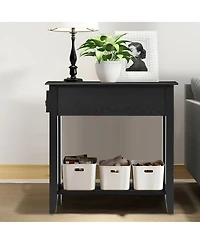 Sugift 2 Tier End Bedside Sofa Side Table Narrow Nightstand