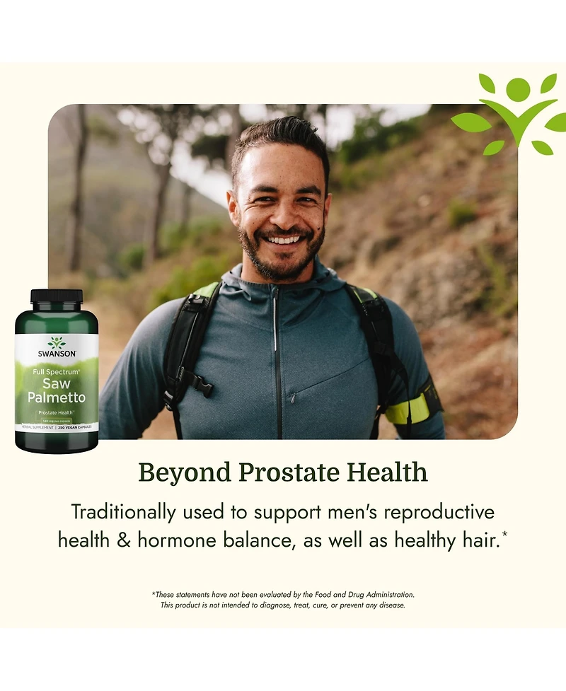 Swanson Saw Palmetto 540 Milligram 250 Capsules Herbal Supplement for Male Prostate Health, Urinary Support and quality Hair Care