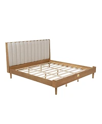 Streamdale Furniture Wood Bed with Piano Key Headboard and Strong Frame