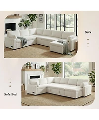 Streamdale Furniture U-Shaped Sectional Sofa Bed with Storage
