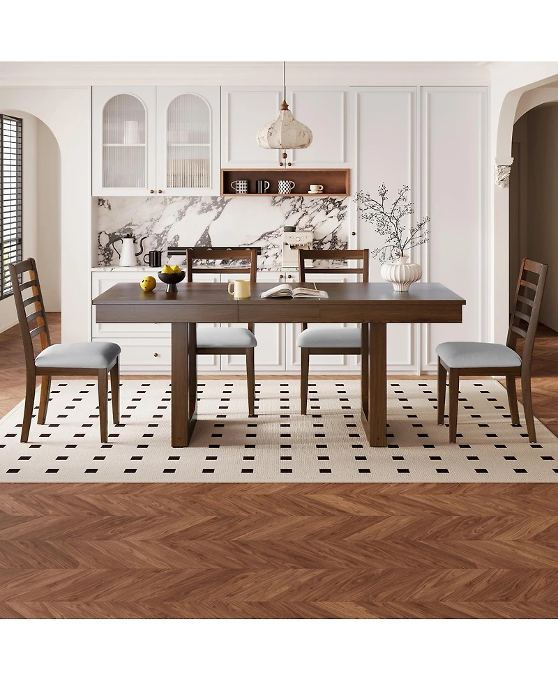 Streamdale Furniture Farmhouse Extendable Dining Set with 4 Chairs