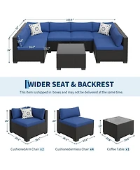 gaomon Adults Outdoor Sectional Sofa Set, Iron Wicker Patio Seating.