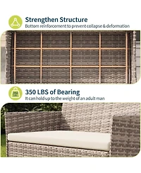 gaomon Patio Rattan Set with Glass Table, Wicker and Cushions