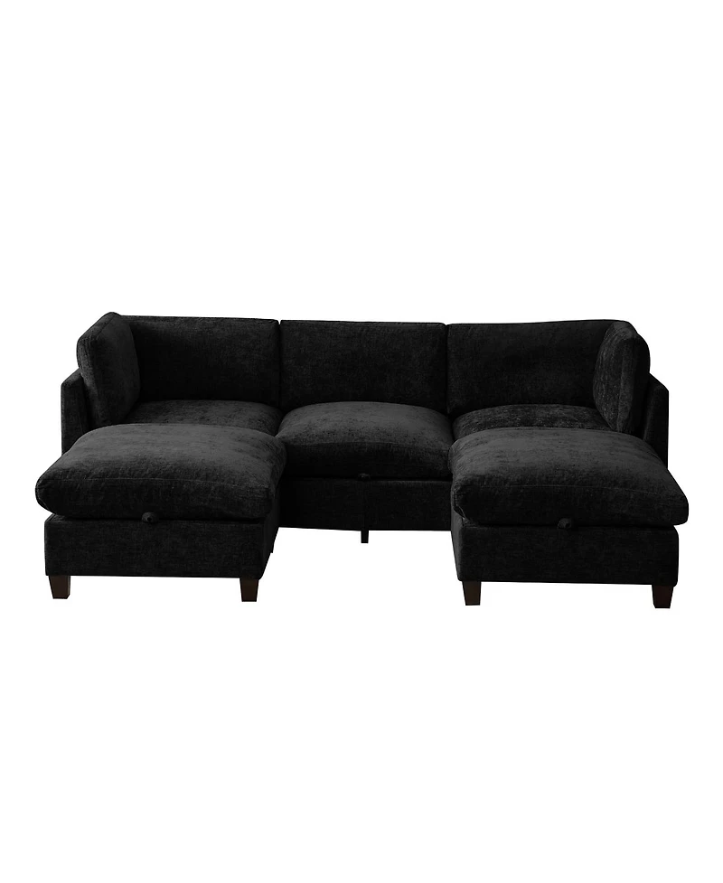 Streamdale Furniture Chenille 96.5" U-Shape Sectional Sofa with Storage