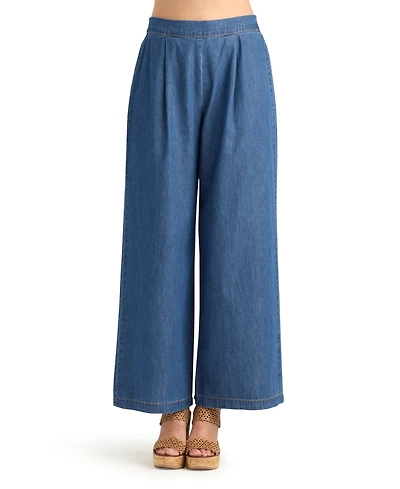 Bcx Women's Denim Wide-Leg Pull-On Pants