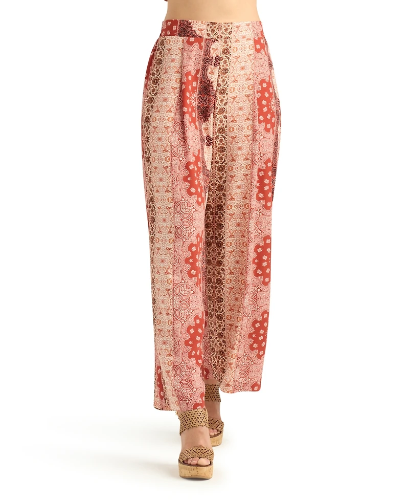 Bcx Women's Printed Wide-Leg Pull-On Pants