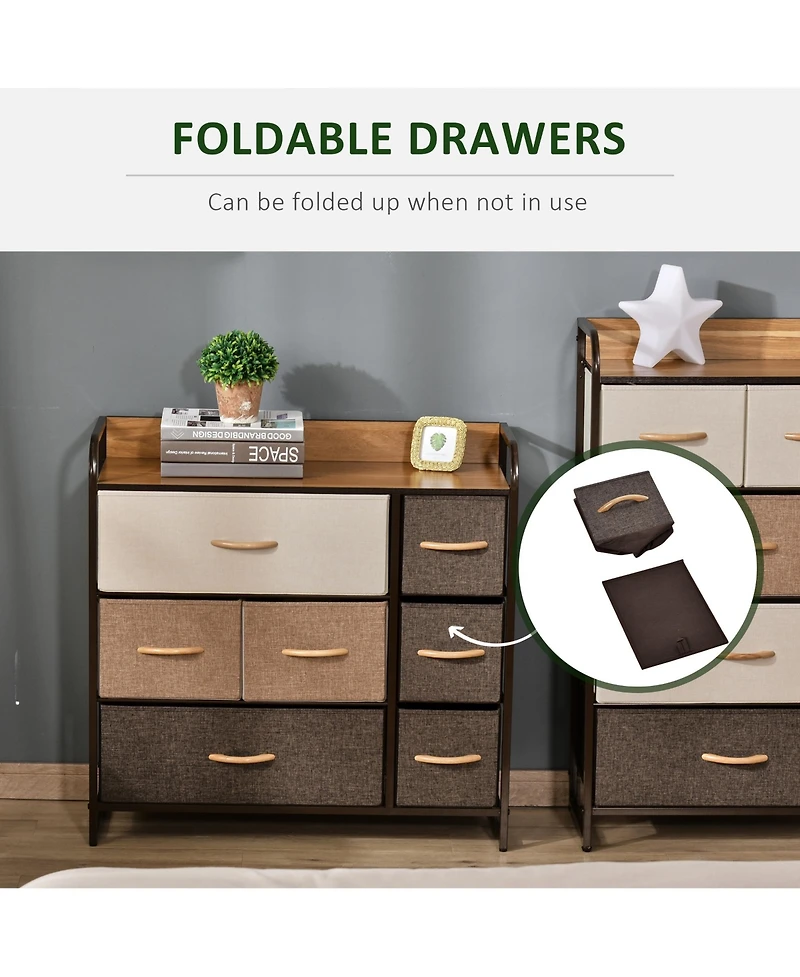 Homcom 7-Drawer Dresser, 3-Tier Tower Unit with Steel Frame