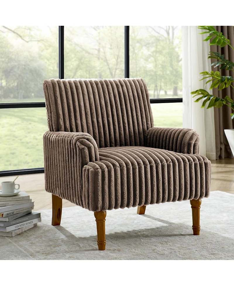 Streamdale Furniture Corduroy Accent Chair with Wood Legs.