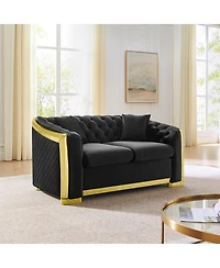 Streamdale Furniture Mid-Century Velvet 2-Piece Couch Set