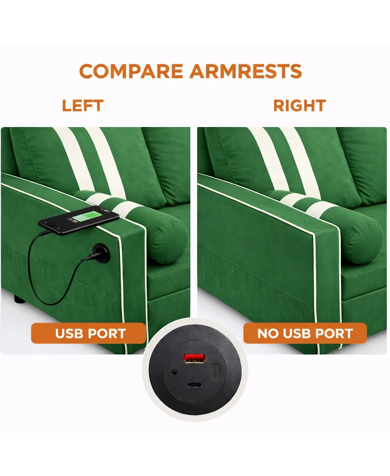 Streamdale Furniture 2-Seater Pull-Out Sofa Bed with Usb and Storage
