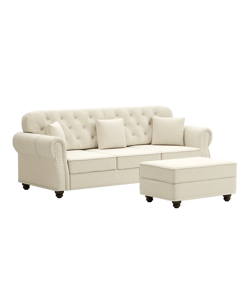 Streamdale Furniture Velvet Chesterfield Sofa with Nailhead Trim