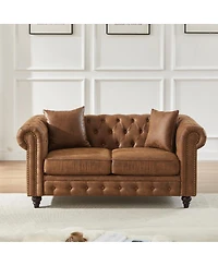 Streamdale Furniture 63.5" Tech Fabric Chesterfield Sofa with Nailhead Trim