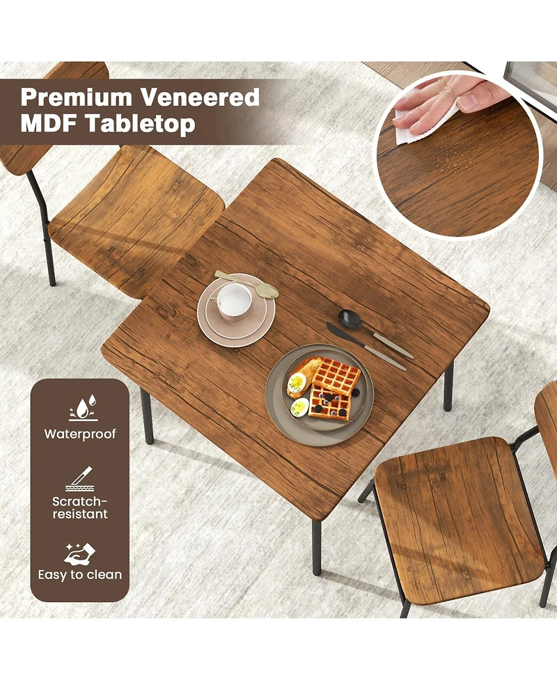 Slickblue 3 Piece Kitchen Table Set for 2 Square Wood Top Metal Frame