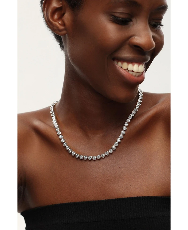 Heart Shaped Zirconia Tennis Choker Necklace