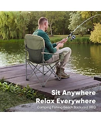 Yiortwo Oversized Camping Chair with Cooler Bag, Padded Folding Outdoor