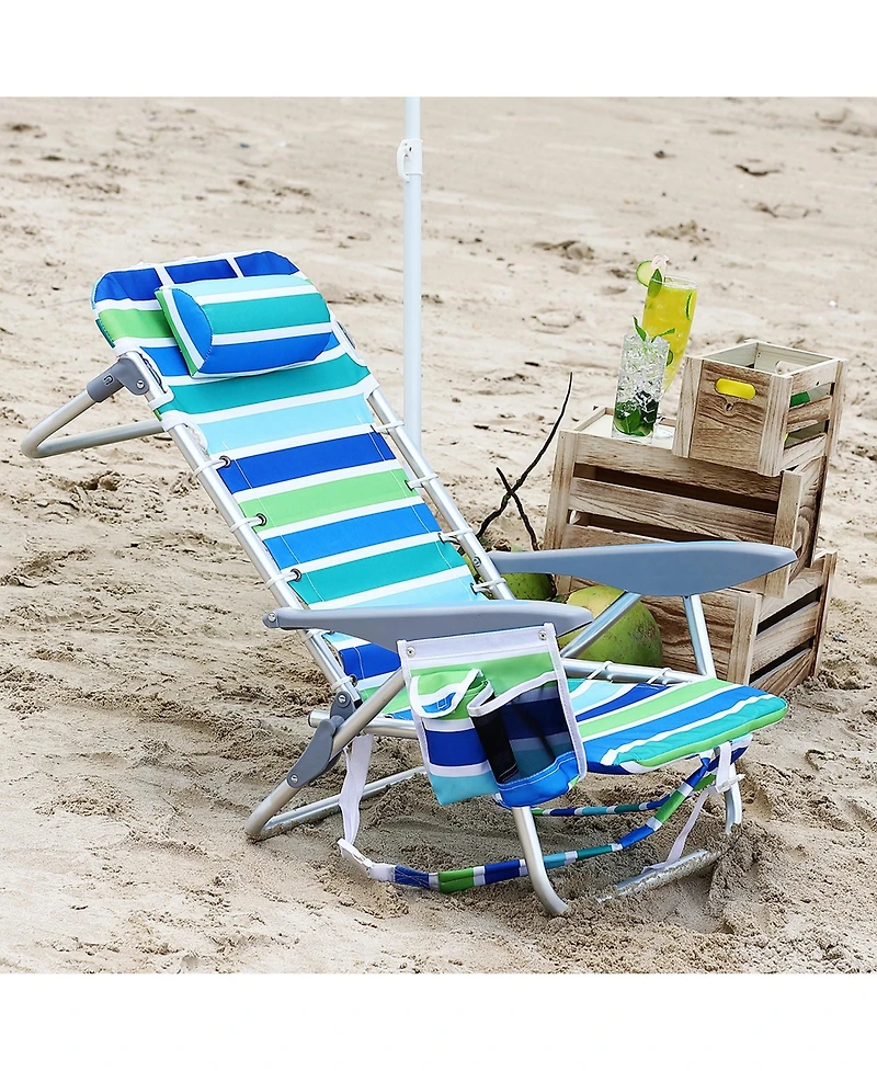 gaomon 1 Piece 5-Position Reclining Portable Folding Lounge Backpack Beach Chair for Outdoor, Travel