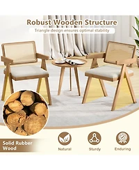 Slickblue Rattan Accent Chairs Set of 2 with Padded Seat and Solid Rubber Wood Frame