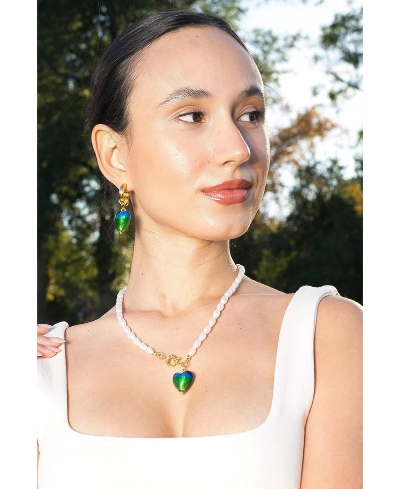 Esmee Glaze Heart Pendant Baroque Pearl Necklace