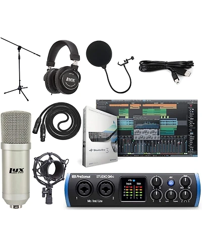 PreSonus Studio 24c Usb C 2x2 Audio/Midi Interface Bundle
