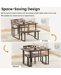 Slickblue Compact 4 Piece Dining Table Set with Bench and Chairs