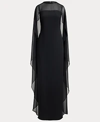Lauren Ralph Women's Round-Neck Cape-Overlay Georgette Ball Gown