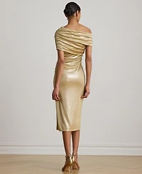 Lauren Ralph Metallic Off-the-Shoulder Cocktail Dress