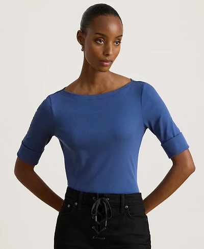 Lauren Ralph Stretch Cotton Boatneck T-Shirt