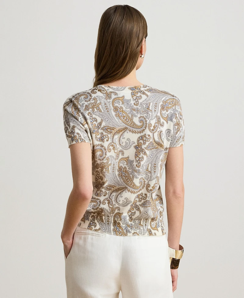 Lauren Ralph Lauren Women's Paisley Short-Sleeve Sweater