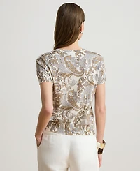 Lauren Ralph Lauren Women's Paisley Short-Sleeve Sweater