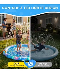 Gnuadz Led Glowing Splash Pad Sprinkler Dogs Outdoor Water Toys Pool Play Mat Yard