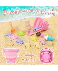 Gnuadz 24-piece Beach Toys Ice Cream Sand Bucket Shovels Kids Travel Bag