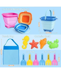 Gnuadz Kids Beach Sand Toys Collapsible Castle Bucket Shovel Mold Set