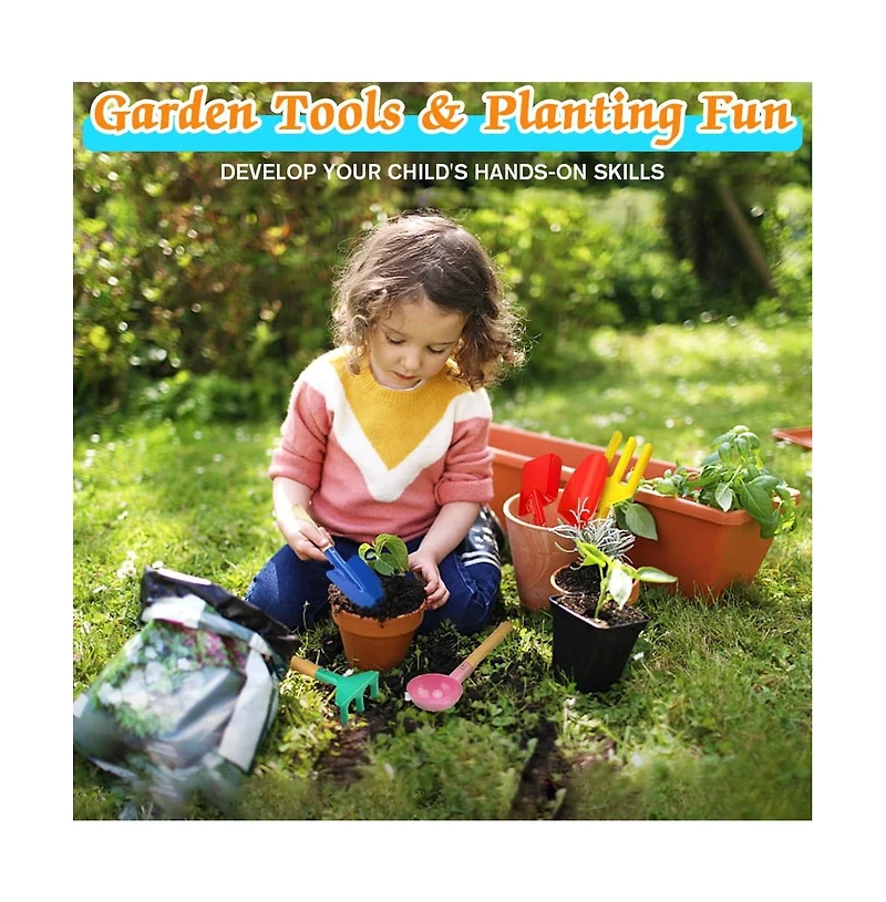 Gnuadz Metal Garden Tools Wooden Handle Rake Shovel Spoon Set