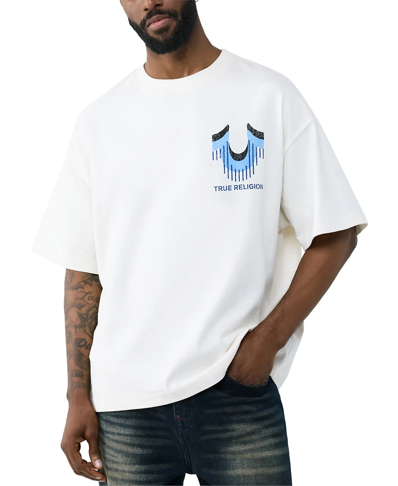 True Religion Men's Retro Logo Oversized Short-Sleeve T-Shirt