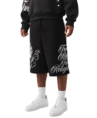 True Religion Men's Tiger Script Mikey Fleece Shorts
