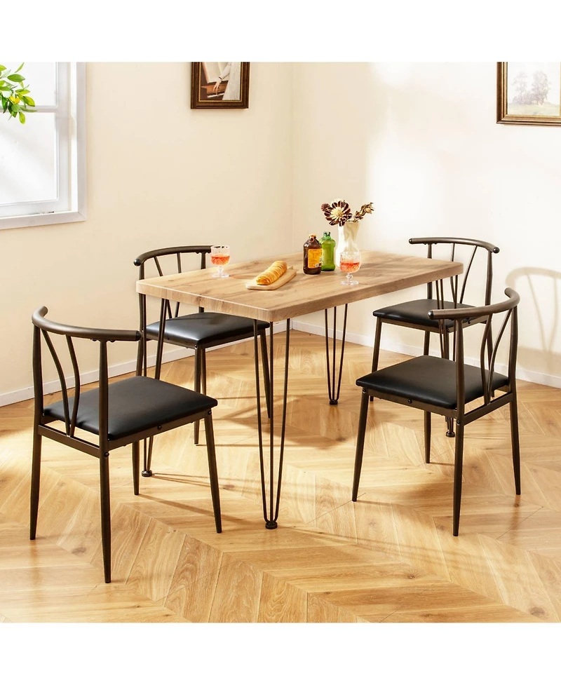Slickblue 5 Piece Kitchen Table Set Industrial Design with Benches and Stools