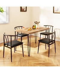 Slickblue 5 Piece Kitchen Table Set Industrial Design with Benches and Stools