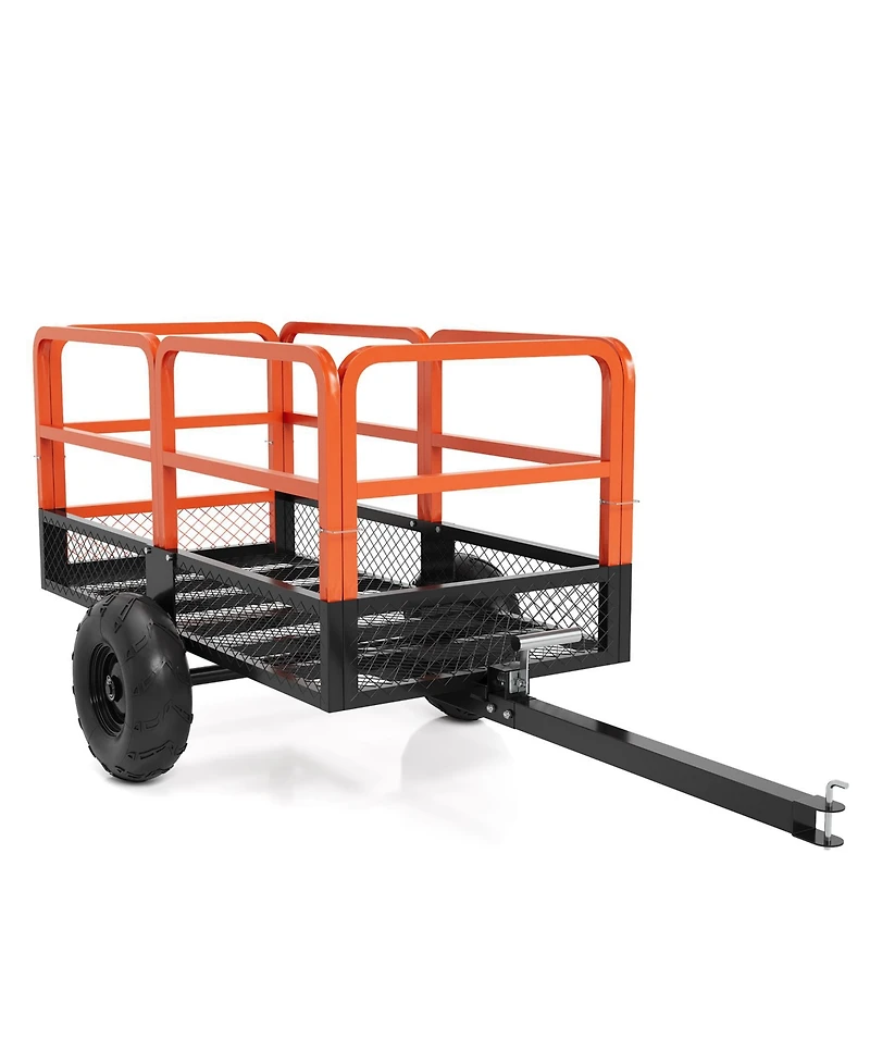 homfan Heavy-Duty Atv Dump Cart w/ 1600 lb Capacity and , Tow-Behind Utility Trailer Foot Pedal Release and All-Terrain Tires