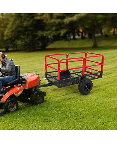 homfan Heavy-Duty Atv Dump Cart w/ 1600 lb Capacity and , Tow-Behind Utility Trailer Foot Pedal Release and All-Terrain Tires