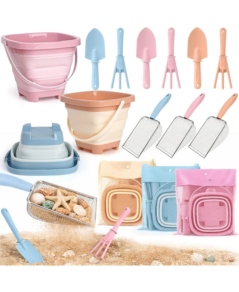 Gnuadz Mesh Shovel Collapsible Bucket Filter Scooper Shell Sifter Sandbox Toys