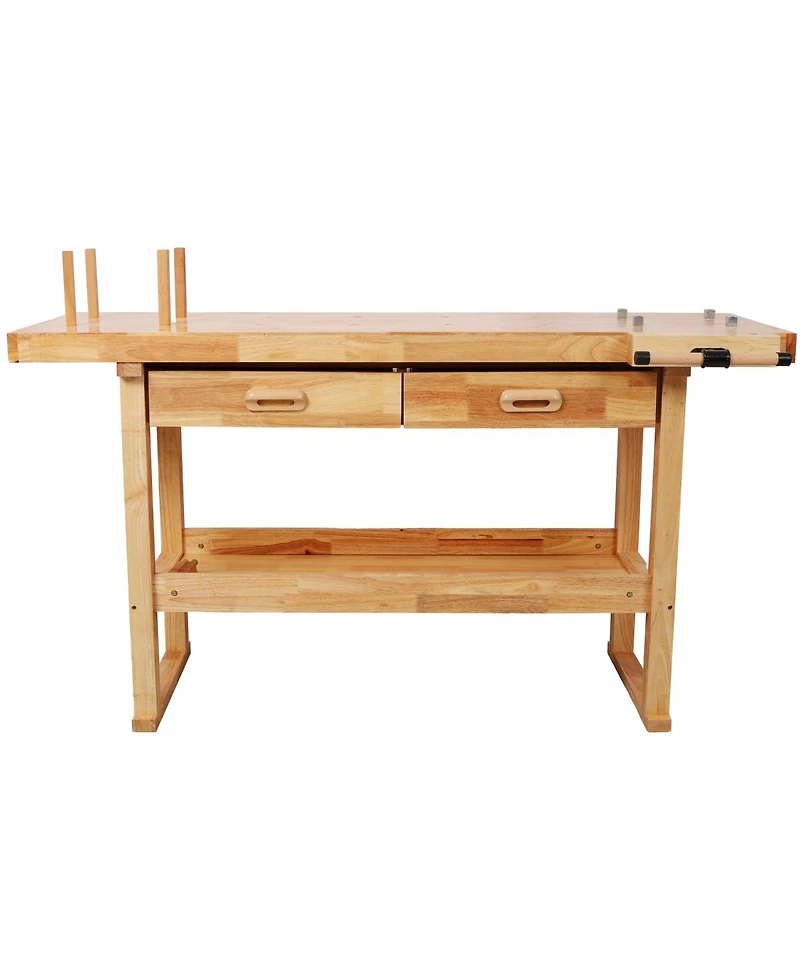 Streamdale Furniture 60 inches Rubberwood Workbench with 2 Drawers and Shelf
