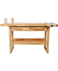 Streamdale Furniture 60 inches Rubberwood Workbench with 2 Drawers and Shelf