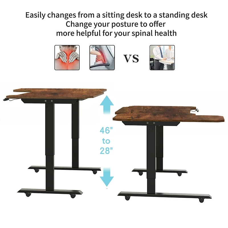 Streamdale Furniture Electric L-Shaped Height Adjustable Standing Desk